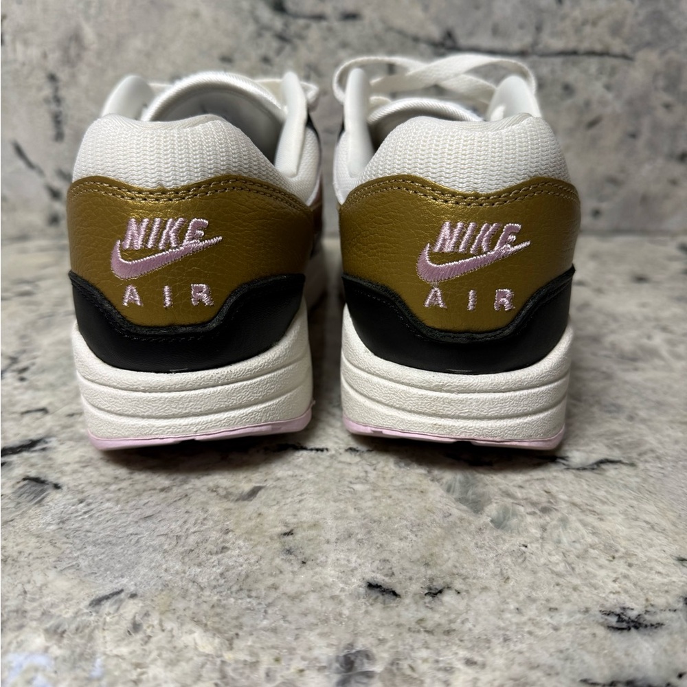 Custom Nike Air Max 1 Women's Sneakers in Pink, Black, and Gold - Picture 5 of 7